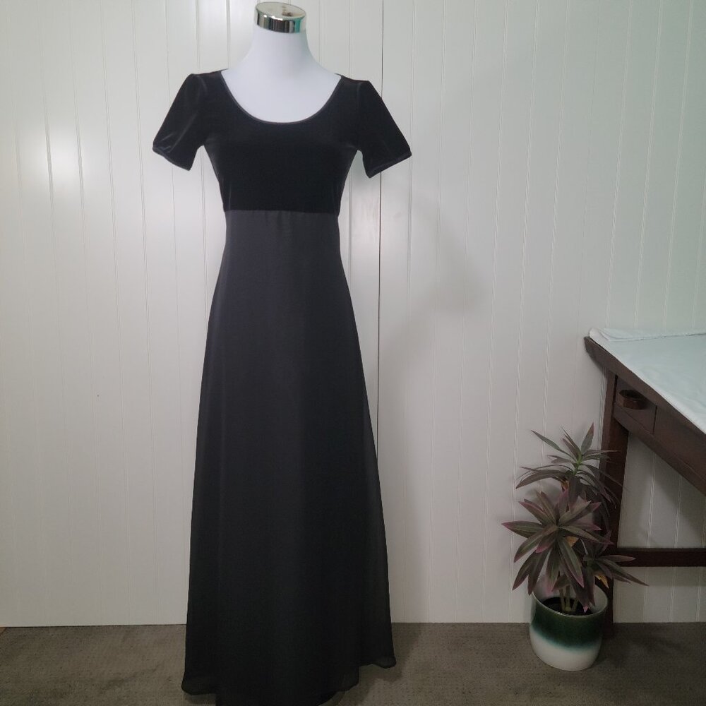 Y2K Stage Accents Whimisgoth Fairy Grunge Dark Romantic Velvet Maxi Dress Sz O